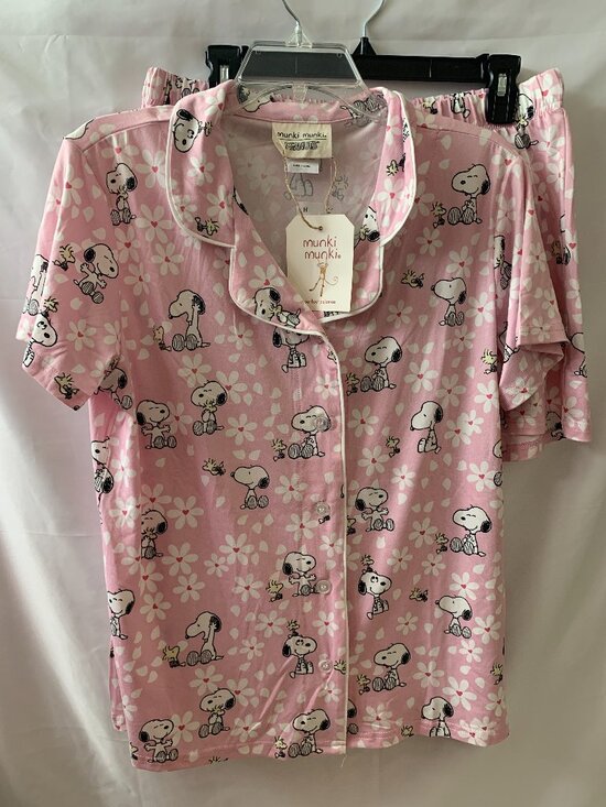 munki munki Other - MUNKI MUNKI PEANUTS Snoopy Daisy Short Pajamas Set in Pink/White Sz LARGE